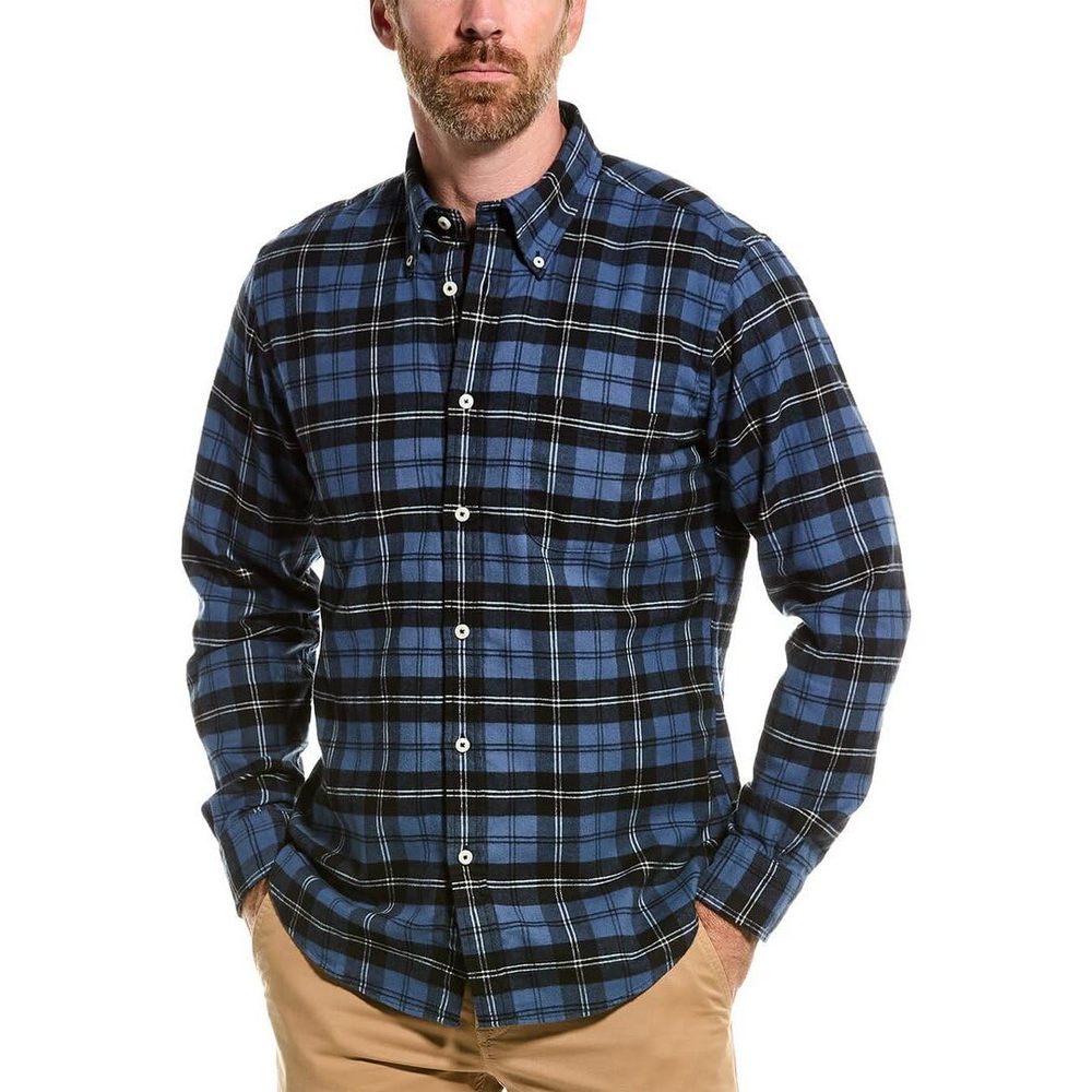 Brooks Brothers Mens Regent Flannel Shirt, Xl, Blue